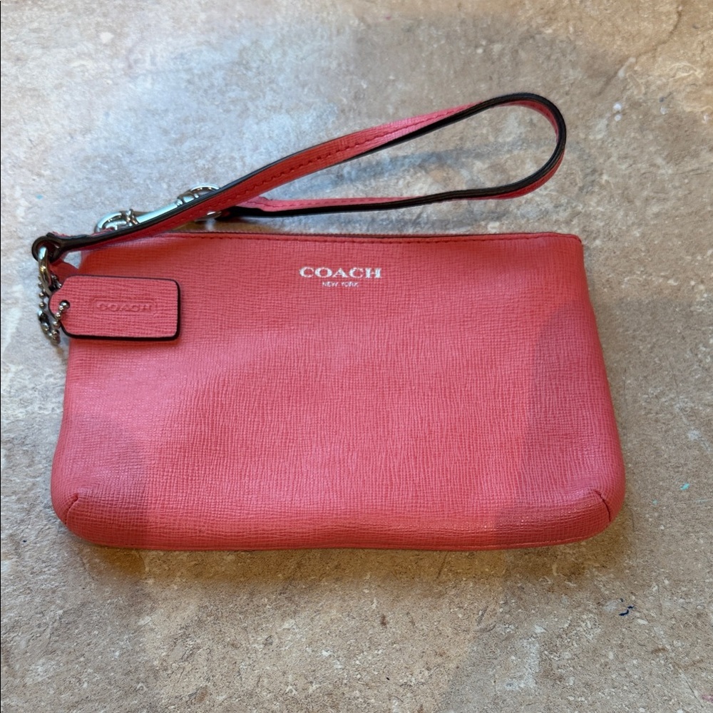 Coach Vibrant coral Wristlet
